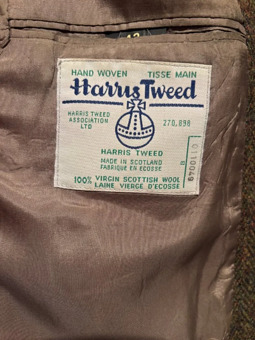 Vintage Harris Tweed Green Wool Jacket in 42 Regular - Picture 4 of 8